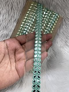 Deeps Creation foil Mirror Work lace, Mirror Trim, Mirror lace Border Dresses, Lehenga, Saree,Duppata,Gowns Designing lace Reel, Width 2 cm (9 mtr)