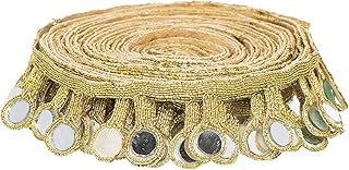 CORIOX Shiny Mirror Lace 9 Meter Border for Dresses, Sarees, Suits, Blouses, Dupattas, Bags, Art and Craft (Golden)