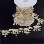 Jerler 1 Yard Pearl Tassel Rhinestone Trim, Inlaid Pearl Beaded Chain, Crystal Applique Ideal for DIY and Wedding Party Decoration Bridal Embellishments, 0.55" Width (Tassel-2)