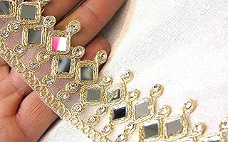 Strala Golden Color Laces for Dresses, Sarees, Lehenga, Suits, Bags, Decorations, Borders, Crafts and Home Décor,Blouse (3 mtr) Design-860