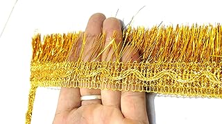 Strala Golden Color Kiran Laces for Dresses, Sarees, Lehenga, Suits, Bags, Decorations, Borders, Crafts and Home Décor,Blouse (9mtr) Design-214