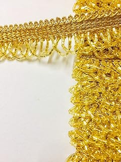 Aanya Golden Lace Border for Dresses, Sarees, Lehenga, Suits, Blouses, Duptta Drapes, Chunri and Craft Home Furnishings Hobby (Golden)