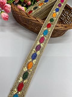 Deep's Creation Multicolored Designer Lace | Indian Trims | Bridal Lehenga, Dupatta, Suit, Lace, Sari Border ? 9 Meters, 1-Inch Width