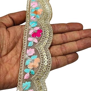 Jolly Counter Virender Jari Lace Reel 9 Meter x 2 Inch | Golden Decorative Border Lace for Saree, Lehenga, Dupatta, Blouse & Craft Projects (Virender-4701 Light)