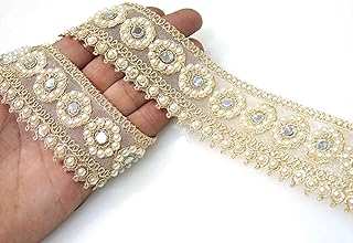 Strala Golden Color Laces for Dresses, Sarees, Lehenga, Suits, Bags, Decorations, Borders, Crafts and Home Décor,Blouse (3 mtr) Design-260