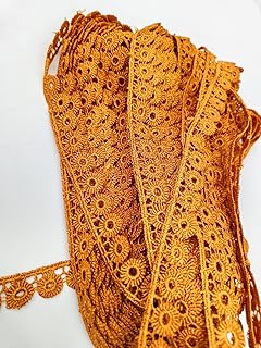 Swag Polyester Lace, Border Lace, Cotton Lace, Gota Patti Lace (Dark Yellow, 5 Meter)