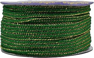 CRAFT LOVE Gota Dori Lace Border 18.5 Yards/ 17 Meters for Saree Blouse Dupatta Lehenga Sewing Crafts (2 mm Wide) (Green)