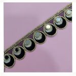 Chahat Lace Decorative Mirror Work Lace Border, Black and Gold, 3.8 cm Width, 9 Meter Roll for Saree, Dress, Blouse Embellishment
