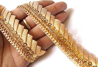Strala Golden Color Laces for Dresses, Sarees, Lehenga, Suits, Bags, Decorations, Borders, Crafts and Home Décor,Blouse (9mtr) Design-676