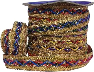 De-Ultimate CWG0112 (20 Mtr) Roll of Multicolor Mix Pattern Gota Patti Embroidery Trim Lace Border with 1.27 cm Width for Saree,Suit,Dresses Embellishment,Fashion Designing,craftworks