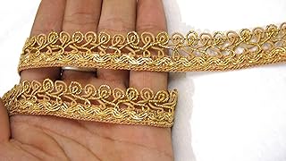 Strala Golden Color Laces for Dresses, Sarees, Lehenga, Suits, Bags, Decorations, Borders, Crafts and Home Décor,Blouse (9mtr) Design-195