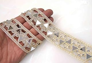 Strala Golden Color Laces for Dresses, Sarees, Lehenga, Suits, Bags, Decorations, Borders, Crafts and Home D?cor,Blouse (3 mtr) Design-682 (Premium Mirror)