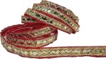 Utkarsh Wg0085 Red and Golden Lace Gota Patti with Mix Design Machine Made Embroidery Lace Border with 1.27 cm Width and 9 Mtr Long Lace Reel