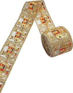 Balar Creation Lace Borders Sewing Ribbon Roll for Women's Saree Dress, Leheng Dupatta Anarkali Blouse Choli Suits GownCrafts Fancy Beautiful Embroidery Gold Havye Zari & Multi Thread Design Lace (6 Meter)