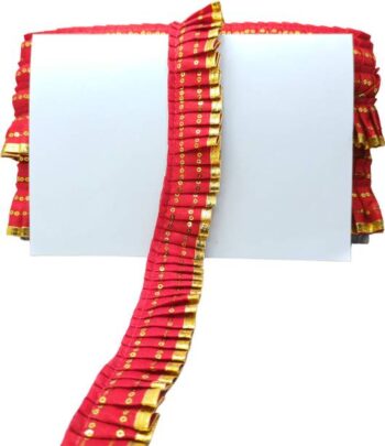 Woven Lace K-355339-Red 1.5 Inch Zari Sequins Gota Patt...
