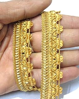 Strala Golden Color Laces for Dresses, Sarees, Lehenga, Suits, Bags, Decorations, Borders, Crafts and Home Décor,Blouse (9mtr) Design-52