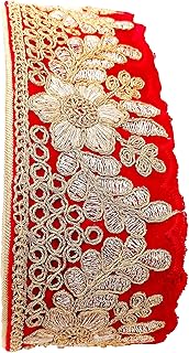 CARTZEYE Embroidery Heavy Work Trim Lace Border for Saree, Kurti, Dresses, Bandhani, Lehenga, Decorative Ribbon (7 cm Width) (Red, 9 Meter)