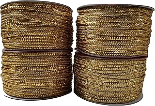 Sabhyatam Set of 4 (Apprx. 12 Mtr Each) Golden Fancy Zari Thread Dori Lace for Art and Craft, Boutique/Tailoring/Sewing Work, Bead Art, Piping, Handicrafts, DIY Projects