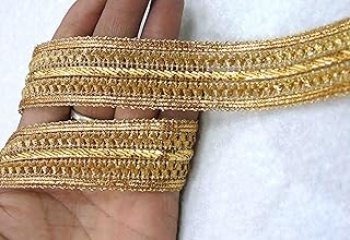 Strala Golden Color Laces for Dresses, Sarees, Lehenga, Suits, Bags, Decorations, Borders, Crafts and Home Décor,Blouse (9mtr) Design-88