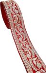 CARTZEYE Embroidery Gold Work Lace Border with Sequence Decorative Ribbon for Saree, Dress, Kurti, Bandhani, Lehenga - 6.5 cm Width (9 Meter, Red)