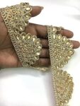 Shraddha Fashion 47mm*3m Golden Color Decorative Laces for Sarees, Suits, Lahenga, Dupatta,Dresses, Bags, Crafts and Home Decor, Decoration, Blouse (3 mtr) Design-135