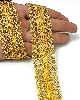 Strala Golden Color Laces for Dresses, Sarees, Lehenga, Suits, Bags, Decorations, Borders, Crafts and Home Décor,Blouse (9mtr) Design-228