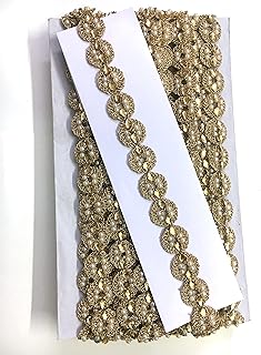 Shraddha Fashion 23mm*9m Cutwork Antic Golden Color Round Laces for Sarees, Suits, Lahenga, Dupatta,Dresses,Chunari, Bags, Crafts and Home Decor, Decoration, Blouse (9 mtr) Design-137