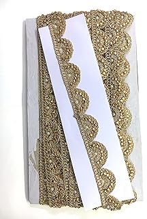 Shraddha Fashion 25mm*9m Cutwork Antic Golden Color Laces for Sarees, Suits, Lahenga, Dupatta,Dresses, Bags, Crafts and Home Decor, Decoration, Blouse (9 mtr) Design-136