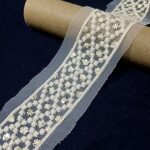 Emrish Enterprises Golden Beige Crochet Net Lace Material (Width 2.5" Inch) Embroidery Lace Fabric Sewing Ribbons (3 Meter)