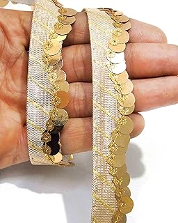 Strala Golden Color Laces for Dresses, Sarees, Lehenga, Suits, Bags, Decorations, Borders, Crafts and Home Décor,Blouse (9mtr) Design-115