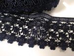 Navy Blue Crochet lace 3.5 inch Wide Flowers and Leaves for Frocks,Dresses,Curtains,Decoration 3 Meters