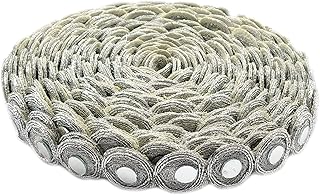 Round Shiny Mirror Lace 9 Mtr / 9.8 Yards Border for Dresses, Sarees, Suits, Blouses, Dupattas, Bags, Art & Craft - Silver
