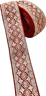 CARTZEYE Embroidery Heavy Work Trim Lace Border for Saree, Kurti, Dresses, Bandhani, Lehenga, Decorative Ribbon - 7.5 cm Width (Red, 9 Meter)