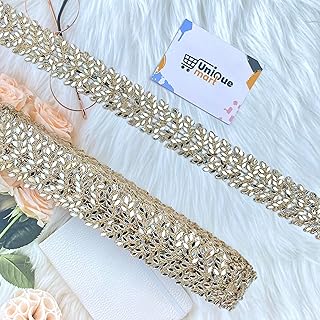 Golden Mirror Lace Border, Mirror Lace for Suit, Gold Lace Border, Gold Colour Lace (Golden/4.5Meter)