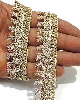 Strala Rose Golden Color Laces for Dresses, Sarees, Lehenga, Suits, Bags, Decorations, Borders, Crafts and Home Décor,Blouse (9mtr) Design-110