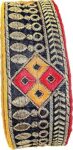 FRIJVEN Red Yellow and Gold Square Design Heavy Work Ribbon Embroidery Trim Lace Border for Saree, Kurti, Dresses, Bandhani, Lehenga etc.(6 cm Width, 9 m, Navy Blue)