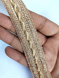 Mezin Fancy Golden/Rose Gold/Pearl Mate Zari Gota Lace Border for Bridal Saree, Dupata, Lehenga Dress Less Falls (Gold-82)