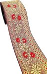CARTZEYE Lace Border for Saree Falls Reel Jacquard Woven Heavy Design Work for Saree, Kurti, Dresses, Bandhani, Lehenga, Decorative Ribbon - 7.5 cm Width (Red, 9 Meter)