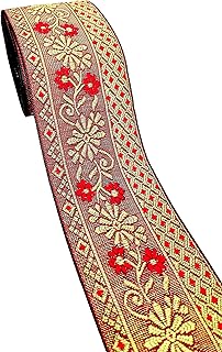 CARTZEYE Lace Border for Saree Falls Reel Jacquard Woven Heavy Design Work for Saree, Kurti, Dresses, Bandhani, Lehenga, Decorative Ribbon - 7.5 cm Width (Red, 9 Meter)