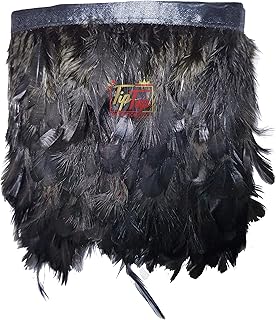 TIPTOP DECORATION Natural Dyed Feathers Lace (2-4 Inch) (Raven Black) (3 Meters)