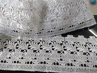 Aarushi Creations White Crochet Lace 3.5 Inch Wide Flowers And Leaves Frocks,Dresses,Curtains,Decoration 3 Meters