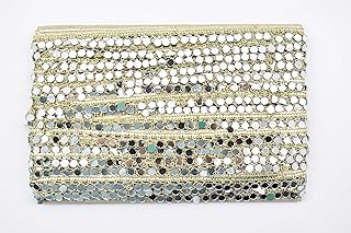 HUNNY- BUNCH? Centre Real Mirror, Glitter Dori Light Gold Lace for Dresses, Sarees, Lehenga, Suits, Blouses, Dupattas, Bags,Kurti, Crop Top, Art & Craft (Pack of 9 Meter)