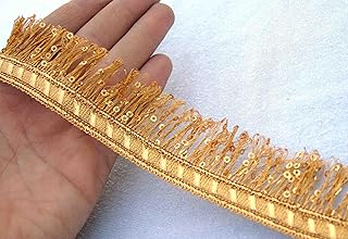 Strala Golden Color Laces for Dresses, Sarees, Lehenga, Suits, Bags, Decorations, Borders, Crafts and Home Décor,Blouse (9mtr) Design-179 (Golden)
