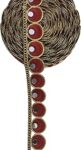 HEMDEV Surat 1 inch Multi Color Real Mirror Embroidery Trim Lace for Saree Border, Dupatta, Lahenga and Gopal Laddu Dress 9 Meter (Maroon)