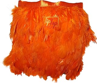 TIPTOP DECORATION Natural Dyed Feathers Lace (2-4 Inch) (Tiger Orange) (3 Meters)
