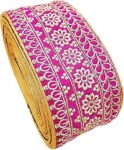 CARTZEYE Embroidery Heavy Work Lace Border Falls for Saree, Kurti, Dresses, Bandhani, Lehenga (Width : 7.5 cm) (9 Meter, Pink)