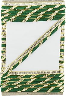 Tidbits� - Green & Golden Gota Patti Piping (Pack 9 Meters) Designer Lace Border for Dupatta, Saree, Lehenga, Plazo, Suit, Dress, Frock, Blouse, Sewing, & Many More, Size - 10 mm