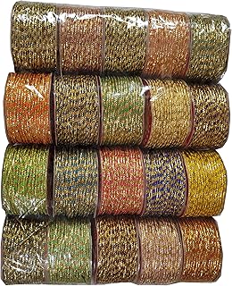 Sabhyatam Set of 20 (Apprx.12 Mtr Each) Multicolor Fancy Zari Thread Dori Lace for Art and Craft, Boutique/Tailoring/Sewing Work, Bead Art, Piping, Handicrafts, DIY, Saree or Blouse Border Lace Work.