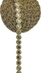 HEMDEV Embroidery Red, Pink, Orange & Golden Heavy Mirror Work Trim Lace Border for Saree, Kurti, Dresses, Bandhani, Lehenga, Decorative Ribbon (18 mm Width, 9 Meter) (Gold Zari)
