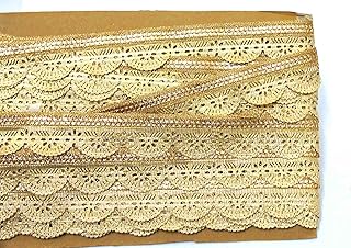 Strala Golden Color Laces for Dresses, Sarees, Lehenga, Suits, Bags, Decorations, Borders, Crafts and Home Décor,Blouse (9mtr) Design-22